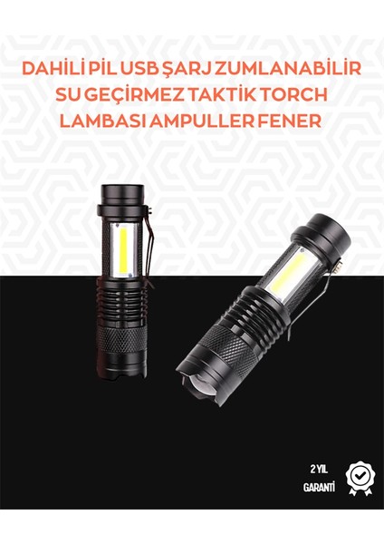 Taşınabilir Şarjlı LED Fener - 4 Modlu, 2000LM, Ayarlanabilir Odak