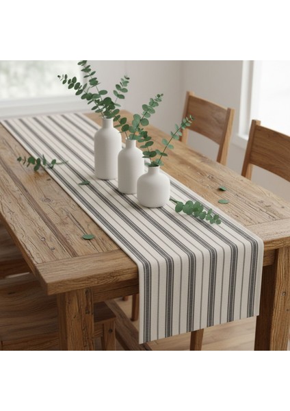 1 Adet Runner,çizgi Desenli 100% Pamuk Runner,yıkanabilir Runner 40X140 cm