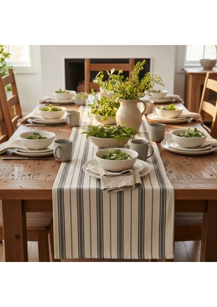 1 Adet Runner,çizgi Desenli 100% Pamuk Runner,yıkanabilir Runner 40X140 cm modelleri