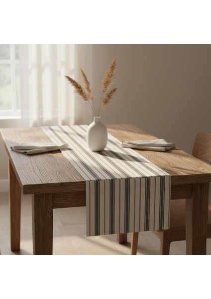 1 Adet Runner,çizgi Desenli 100% Pamuk Runner,yıkanabilir Runner 40X140 cm