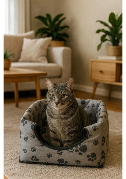Üç Fonksiyonlu Kedi Yatağı - Antrasit fırsatları