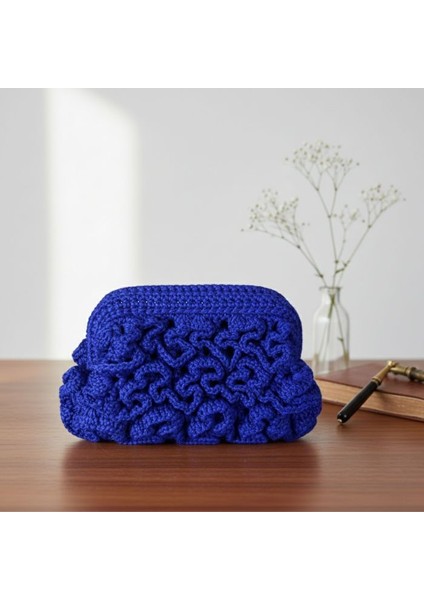 3992 El Yapımı Fırfırlı Model Makrome Ip Clutch Çanta / 15 x 25 cm