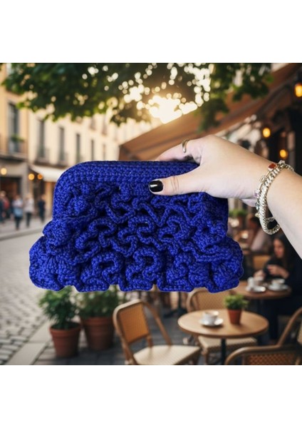 3992 El Yapımı Fırfırlı Model Makrome Ip Clutch Çanta / 15 x 25 cm modelleri