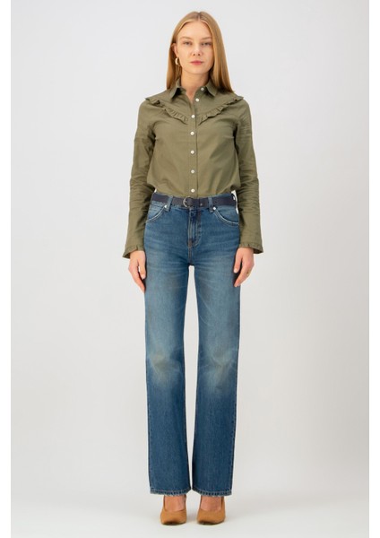 Bootcut Straight Fit Vintage Orta İndigo Kadın Jean Pantolon