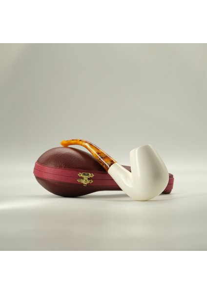 El Yapımı Eskişehir Lületaşı Pipo – Klasik Kavisli Yumurta Model, Akrilik Kehribar Ton Ağızlık indirimleri