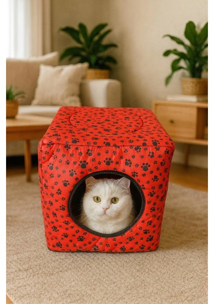 Üç Fonksiyonlu Kedi Yatağı - Kırmızı fırsatları