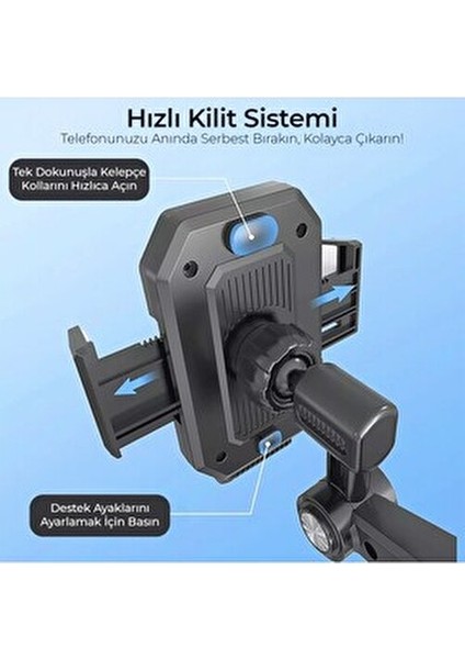 Vakumlu 360° Dönebilen Araç İçi Telefon Tutucu ABS+PVC+PU ile 60-105mm Uyumlu Tüm Telefonlar için