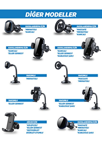 By Deji Güçlü Mıknatıslı Vantuzlu Araç İçi Telefon Tutucu - Akrobat Kol ile 360° Dönüşlü Kullanım