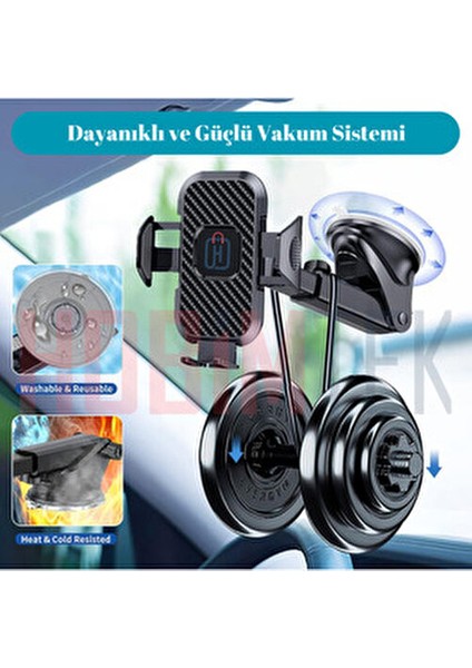 Hb-01 Otomatik Klipsli Yüksek Kalite Araba Telefon Tutucu Cam ve Torpido İçin Ayarlanabilir