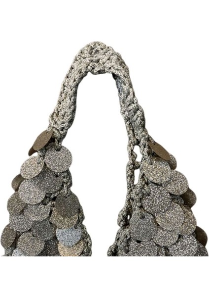 9686 El Yapımı Pullu Payetli Abiye El / Omuz Çantası - 27 x 20 cm indirimleri