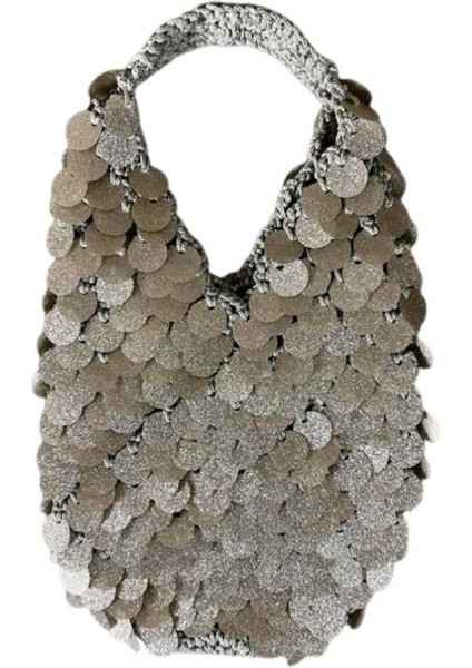 9686 El Yapımı Pullu Payetli Abiye El / Omuz Çantası - 27 x 20 cm