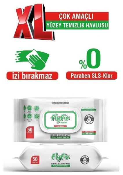 3 Adet Easy Clean Beyaz Sabun Katkılı Yüzey Temizlik Havlusu 50 Yaprak