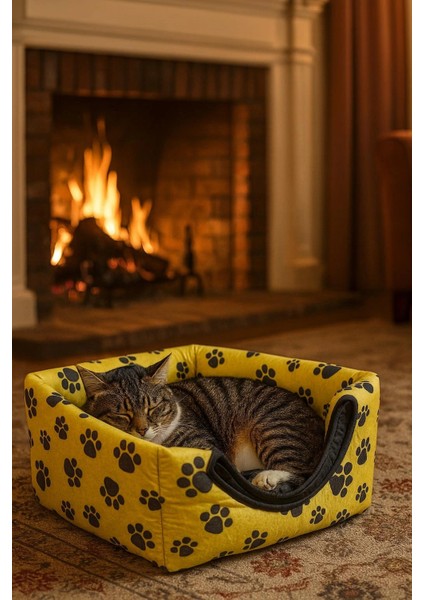 Üç Fonksiyonlu Kedi Yatağı - Sarı fırsatları