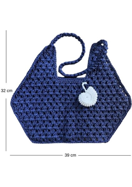 6400 El Örgüsü Lacivert Renk Kağıt Ip Omuz Çantası fiyatları