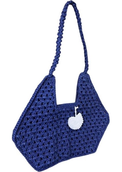 6400 El Örgüsü Lacivert Renk Kağıt Ip Omuz Çantası