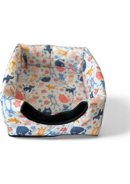 Üç Fonksiyonlu Kedi Yatağı - Desenli Beyaz fiyatları