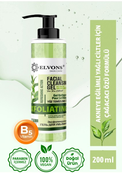 Çay Ağacı + Glikolik Asit Arındırıcı Yüz Temizleme Jeli (Akneye Eğilimli) 200 ml