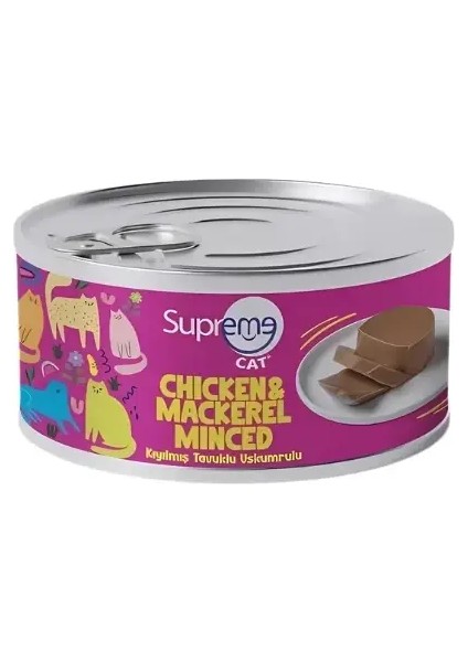 Cat Kıyılmış Tavuklu ve Uskumrulu Yaş Kedi Maması 85 Gr(5 Adet)