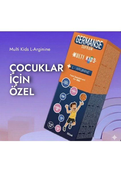 Dufram Multi Kids şurup 150 ml Multivitamin Multimineral L-Arjinin Sitikolin D3 B Vitamini indirimleri