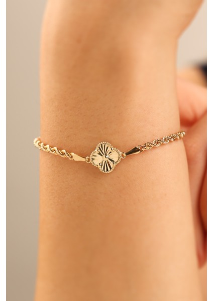 Halatlı Yoncalı Model 8 Ayar Altın Bileklik CGKBLK0373 fiyatları