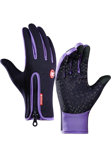 Dokunmatik Ekran Uyumlu, Açık Hava Sporları Için Polar Astarlı, Rüzgar Geçirmez, Kaymaz, Sıcak Eldivenler Bisiklet ve Kayak Için (Yurt Dışından)