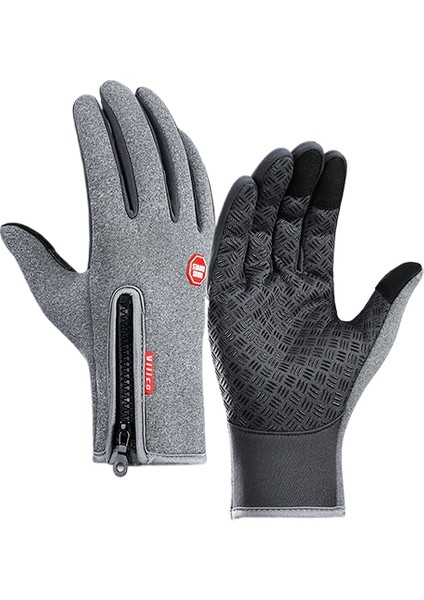 Dokunmatik Ekran Uyumlu, Açık Hava Sporları Için Polar Astarlı, Rüzgar Geçirmez, Kaymaz, Sıcak Eldivenler Bisiklet ve Kayak Için (Yurt Dışından)