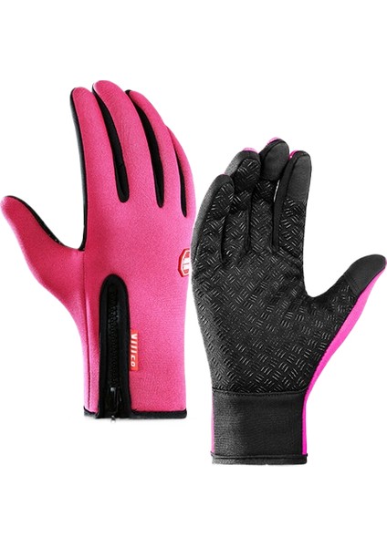 Dokunmatik Ekran Uyumlu, Açık Hava Sporları Için Polar Astarlı, Rüzgar Geçirmez, Kaymaz, Sıcak Eldivenler Bisiklet ve Kayak Için (Yurt Dışından)