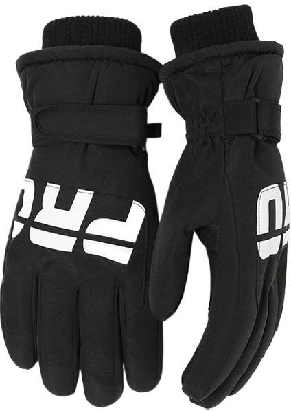 Pro Iki Parmak Dokunmatik Ekranlı Polar Astarlı Kalınlaştırılmış Kaymaz Sıcak Tutan, Soğuk Geçirmez, Su Geçirmez, Rüzgar Geçirmez Bisiklet, Kayak ve Kar Oyunları Eldivenleri (Yurt Dışından)