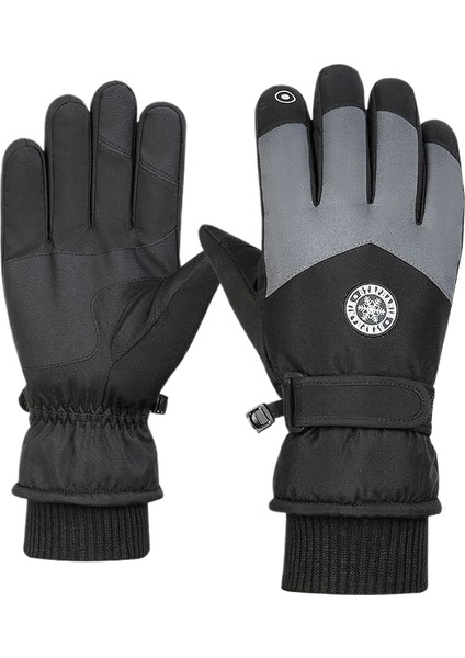 Yuvarlak Etiketli İki Parmaklı Dokunmatik Ekran Eldiveni, Polar Astarlı, Kalın, Kaymaz, Sıcak, Soğuk Hava, Su Geçirmez, Rüzgar Geçirmez, Bisiklet, Kayak ve Kar Oyunları İçin Uygun (Yurt Dışından)