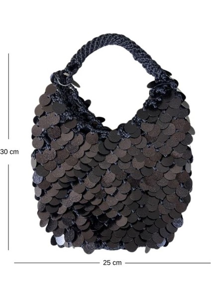 4845 El Yapımı Pullu Payetli Abiye El / Omuz Çantası - 30 x 25 cm fiyatları