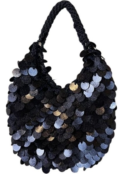 4845 El Yapımı Pullu Payetli Abiye El / Omuz Çantası - 30 x 25 cm