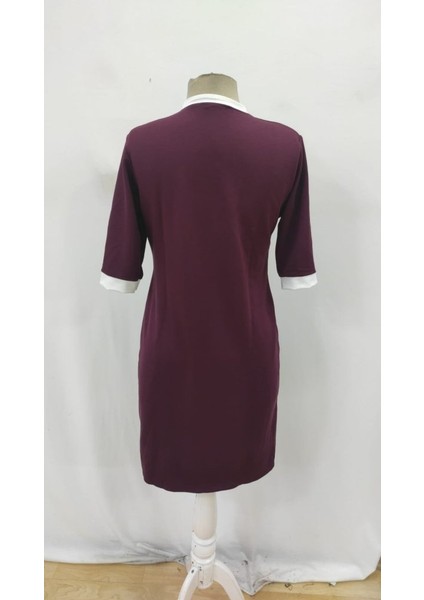 Kadın Kısa Kollu Yakadan Fermuarlı Cepli Yandan Yırtmaçlı Viskon Elbise indirimleri