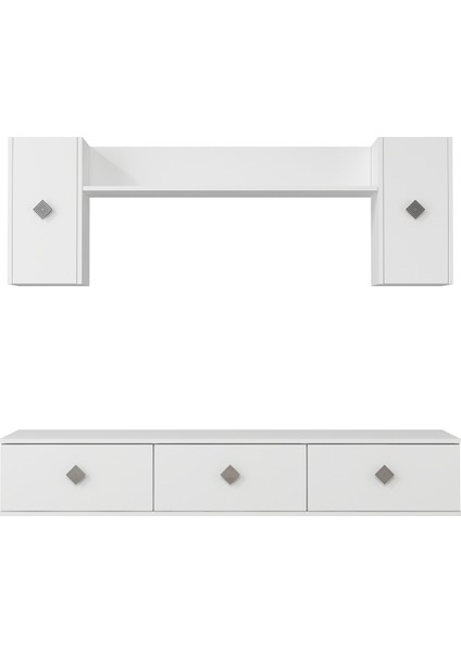 1339TV180-1CT Duvara Montaj Tv Sehpası, Tv Ünitesi Beyaz-Gümüş fiyatları