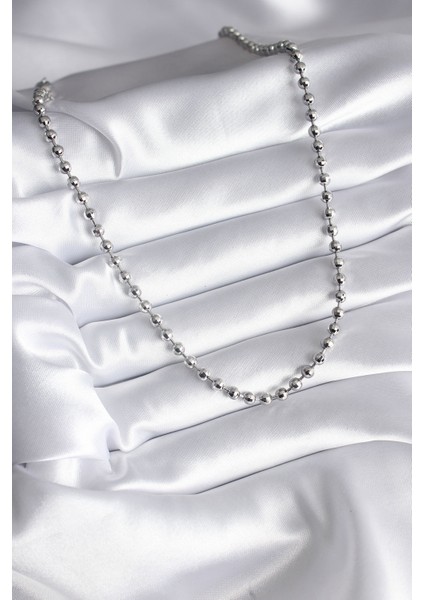 Pirinç Gümüş Renk Topçuk Detay Kadın Kolye - TJ-BKO8238 fırsatları