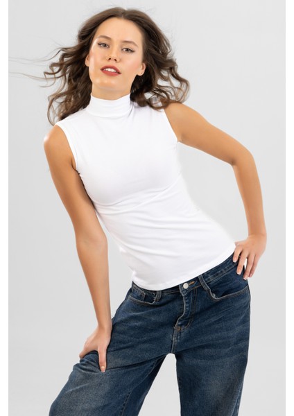 Kadın Pamuklu Balıkçı Yaka BODY 6320 Beyaz