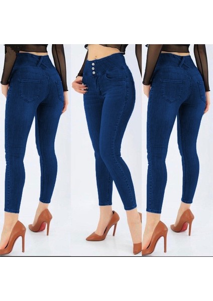 Yaman Market Yüksek Bel Likralı Jean Pantolon 90 cm