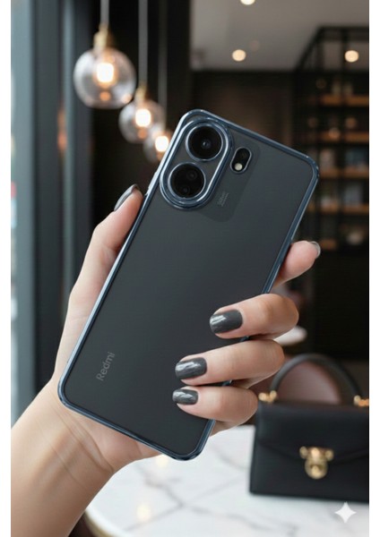 Poco C65 Uyumlu 3D Kamera Korumalı Şeffaf Tasarım Bumper Kılıf