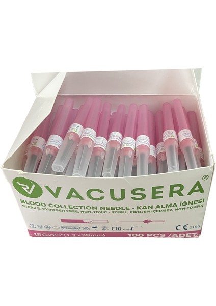 Vacutainer Pembe Uç 18G (1.2X38MM) (100 Adet)