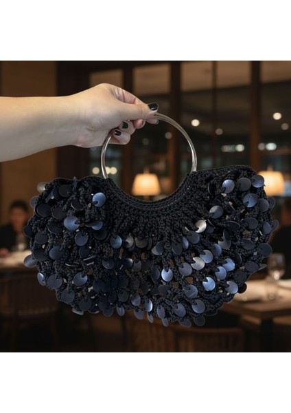 9123 El Yapımı Makrome Ip Deri Pullu Model El Çantası / 20 x 39 cm modelleri