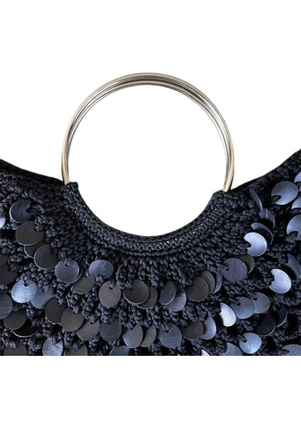 9123 El Yapımı Makrome Ip Deri Pullu Model El Çantası / 20 x 39 cm fırsatları