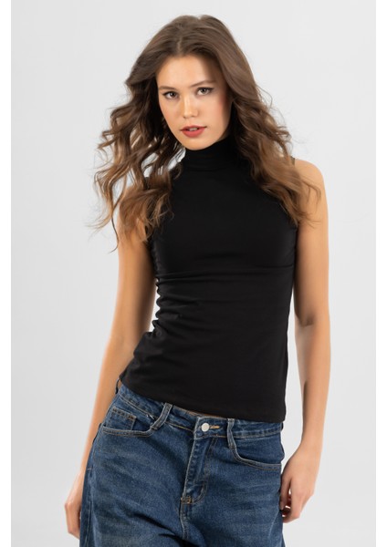 Kadın Pamuklu Balıkçı Yaka BODY 6320 Siyah