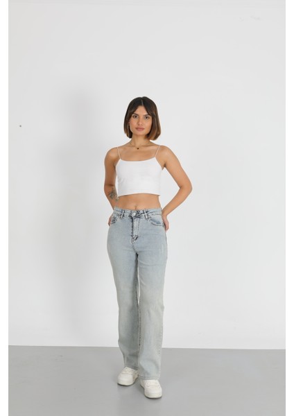 Buz Mavi Palazzo Pantolon