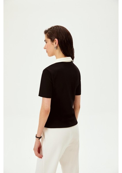 Polo Yaka Fermuarlı Pamuklu Regular Örme Tişört fiyatları