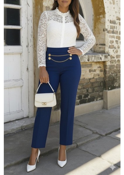 Kadın Beli Zincir Detay Ithal Krep Pantolon indirimleri