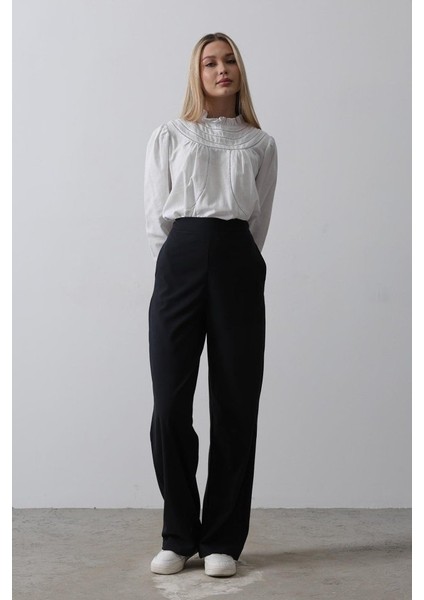 Yaman Market Beli Yarım Lastikli Palazzo Pantolon - Lacivert modelleri