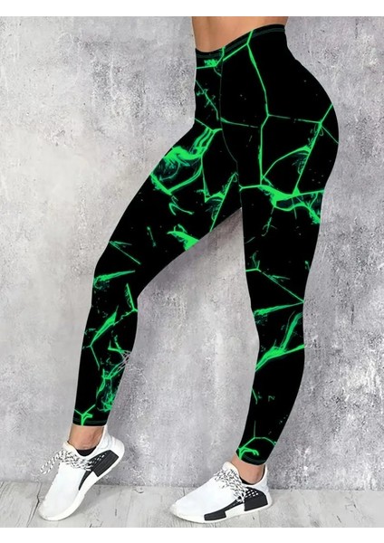 Yaman Market Kadın Yüksek Bel Renk Detaylı Dalgıç Tayt