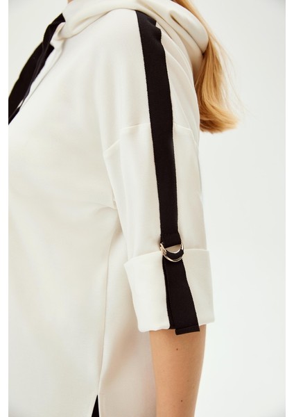 Grogren Detaylı Kapüşonlu Truvakar Kol Örme Sweatshirt indirimleri