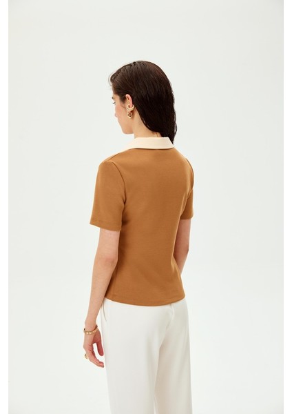 Polo Yaka Fermuarlı Pamuklu Regular Örme Tişört fiyatları