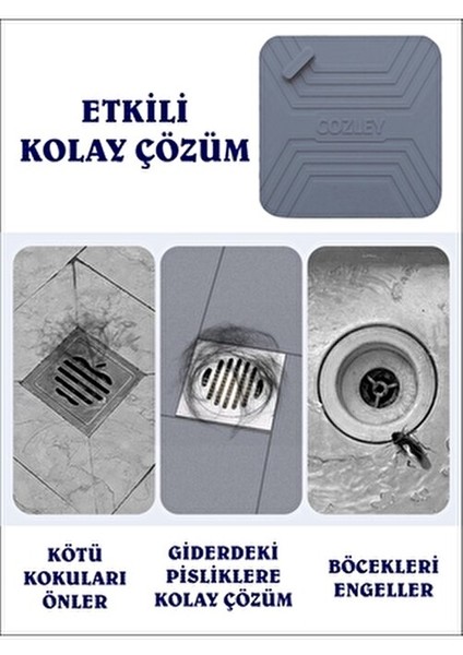 1 Adet Bej Renk Kötü Koku Önleyici Silikon Mat Gider Tıpası Kapağı Banyo Mutfak İçin