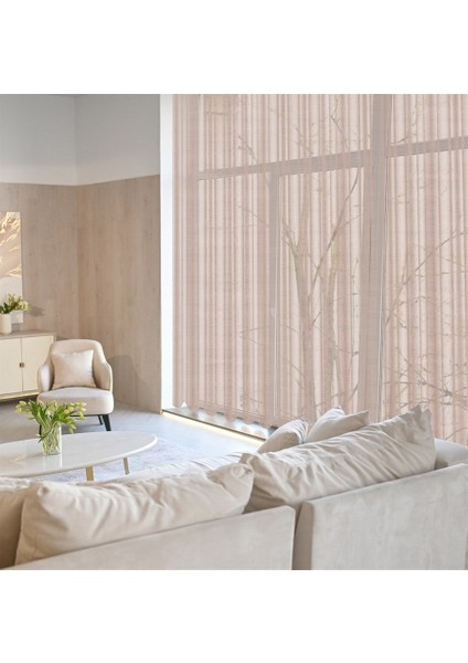 Keten Görünümlü Düz Tül Perde Pilesiz Pudra Pembe modelleri